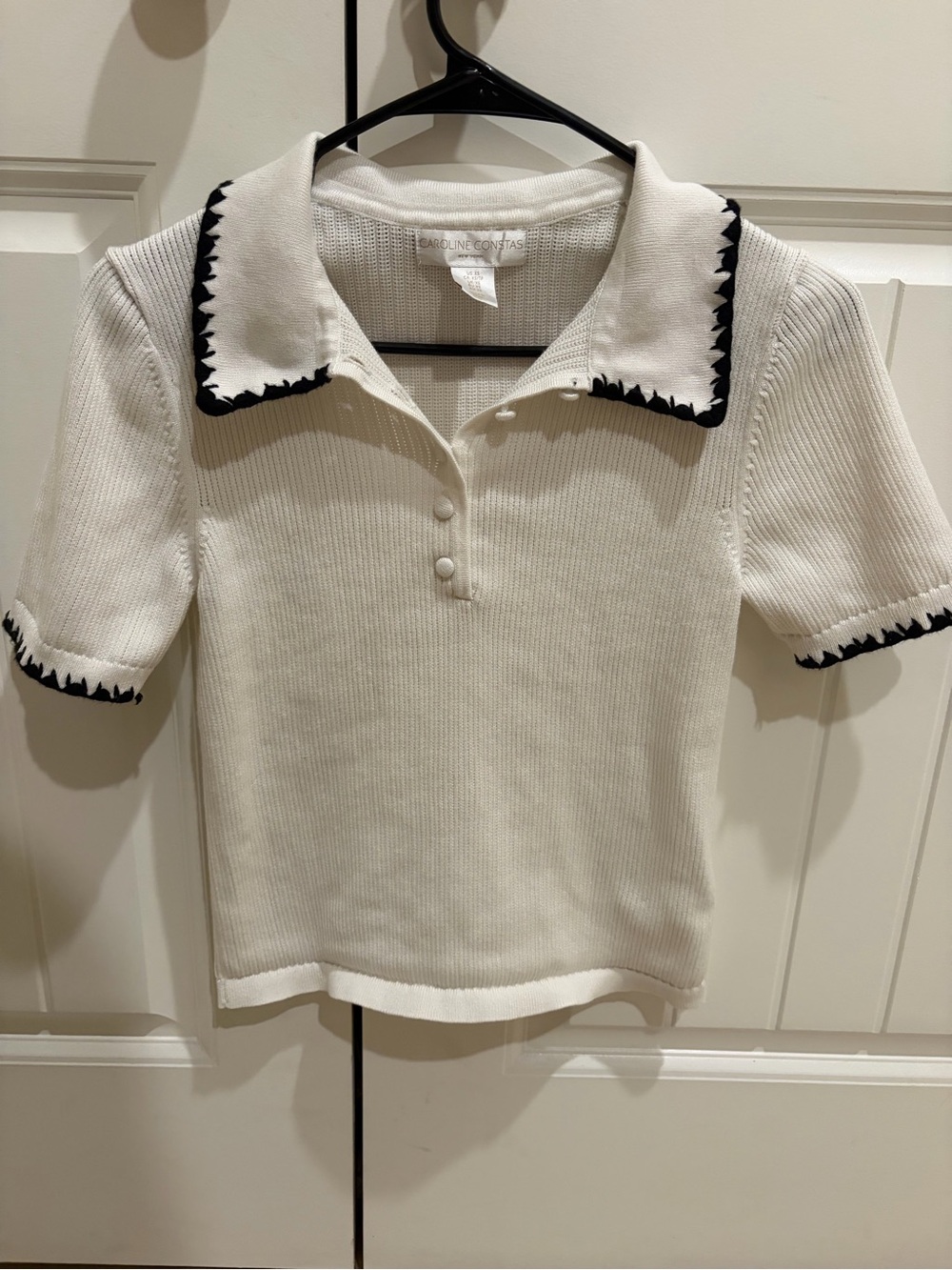 Caroline Constas Knit Polo with Black Trim